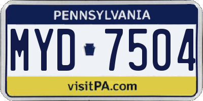 PA license plate MYD7504