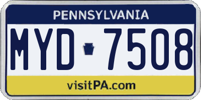 PA license plate MYD7508