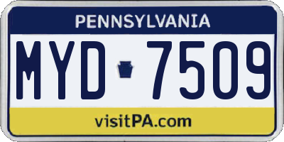 PA license plate MYD7509