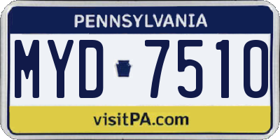 PA license plate MYD7510