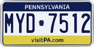 PA license plate MYD7512