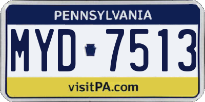 PA license plate MYD7513