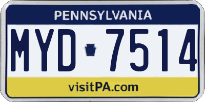 PA license plate MYD7514