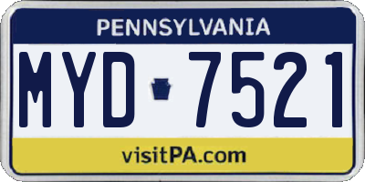 PA license plate MYD7521