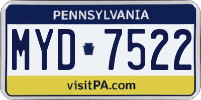 PA license plate MYD7522