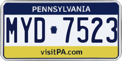 PA license plate MYD7523