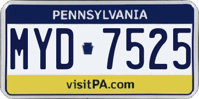 PA license plate MYD7525