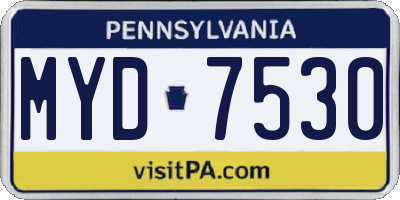 PA license plate MYD7530
