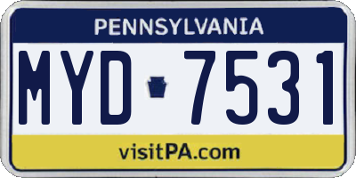 PA license plate MYD7531