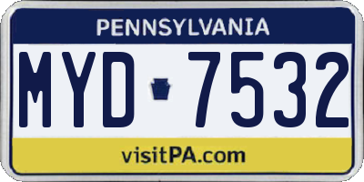 PA license plate MYD7532