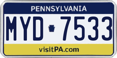 PA license plate MYD7533