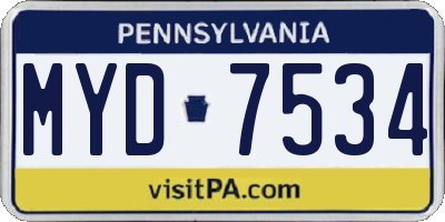 PA license plate MYD7534