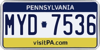 PA license plate MYD7536