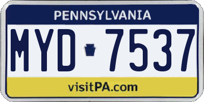 PA license plate MYD7537