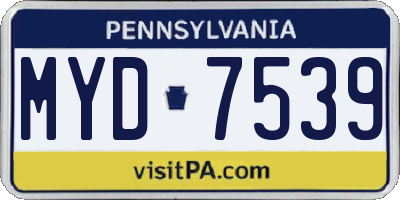 PA license plate MYD7539