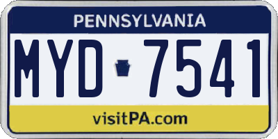 PA license plate MYD7541