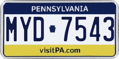 PA license plate MYD7543