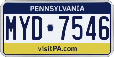 PA license plate MYD7546