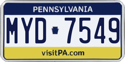 PA license plate MYD7549