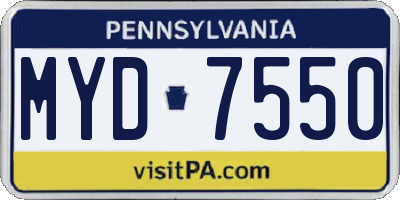 PA license plate MYD7550