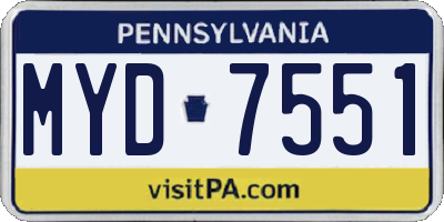 PA license plate MYD7551