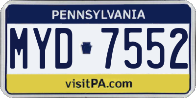 PA license plate MYD7552