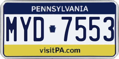 PA license plate MYD7553
