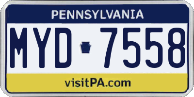 PA license plate MYD7558