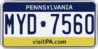 PA license plate MYD7560