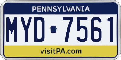 PA license plate MYD7561