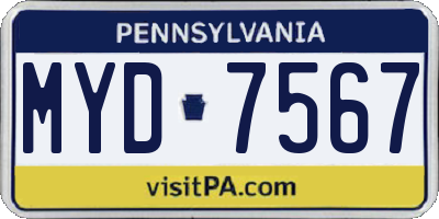 PA license plate MYD7567