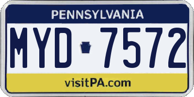 PA license plate MYD7572