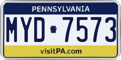 PA license plate MYD7573