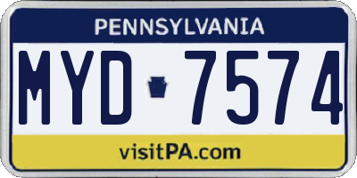 PA license plate MYD7574