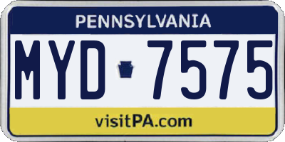 PA license plate MYD7575
