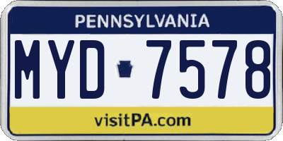 PA license plate MYD7578