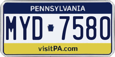 PA license plate MYD7580