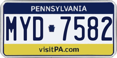 PA license plate MYD7582