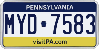 PA license plate MYD7583