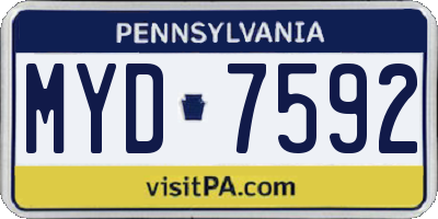 PA license plate MYD7592