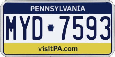 PA license plate MYD7593