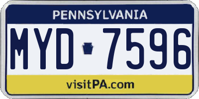 PA license plate MYD7596