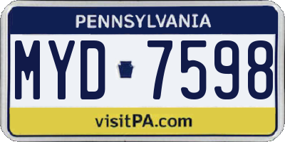 PA license plate MYD7598