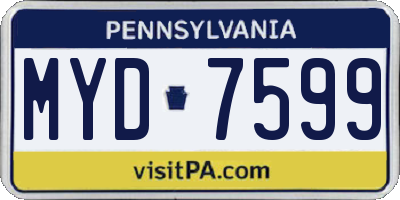PA license plate MYD7599