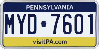 PA license plate MYD7601