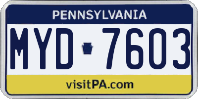 PA license plate MYD7603