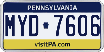 PA license plate MYD7606
