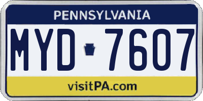 PA license plate MYD7607