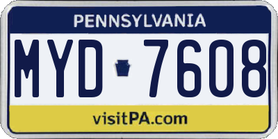PA license plate MYD7608