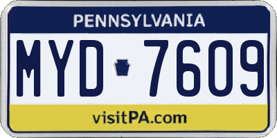 PA license plate MYD7609